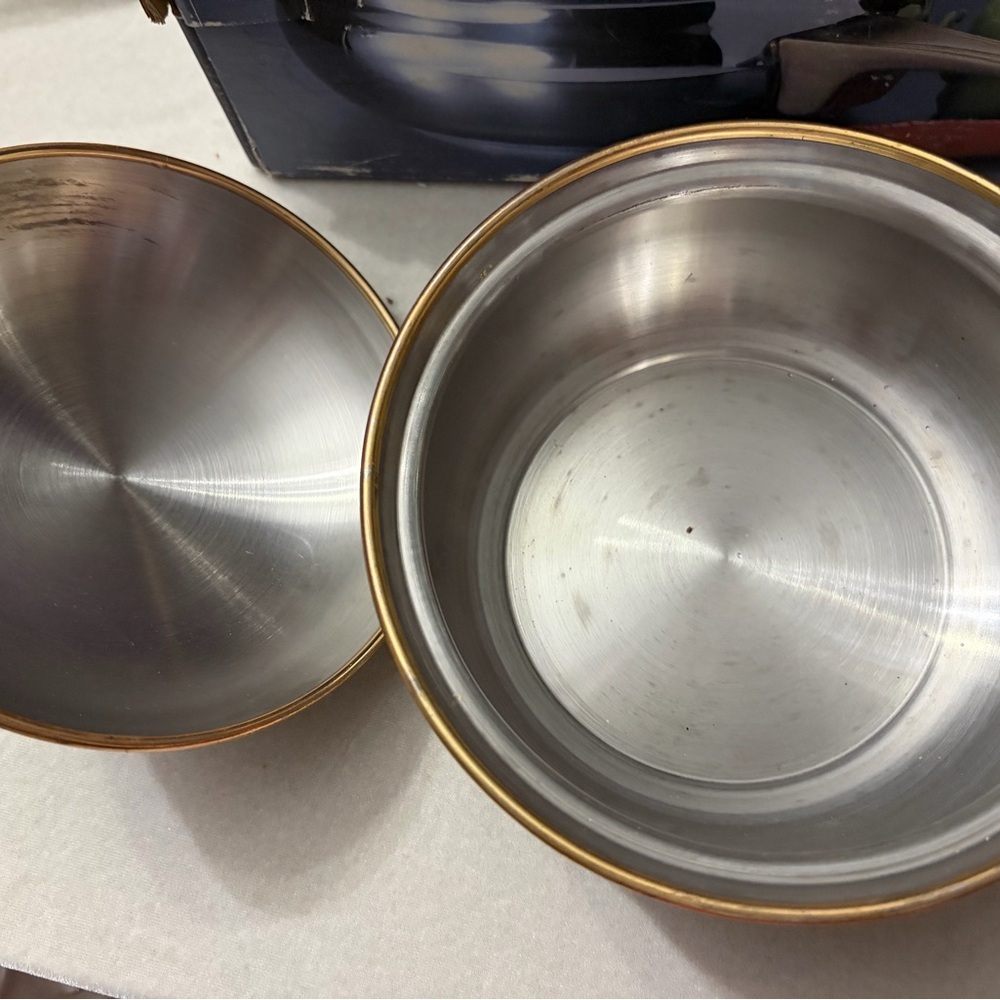 Stainless Steel Saucepan with Gold-Tone Handle and Lid vintage - Picture 5 of 9